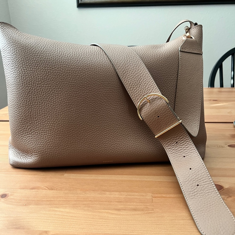 Cuyana 16 Inch System Tote in Cappuccino Pebbled Leather - Picture 2 of 7